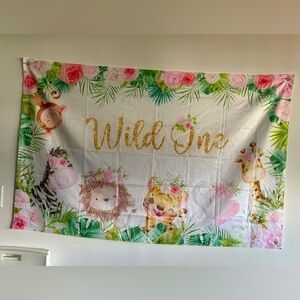 Wild One Jungle Animal Wall cloth banner - washable (60x40in)